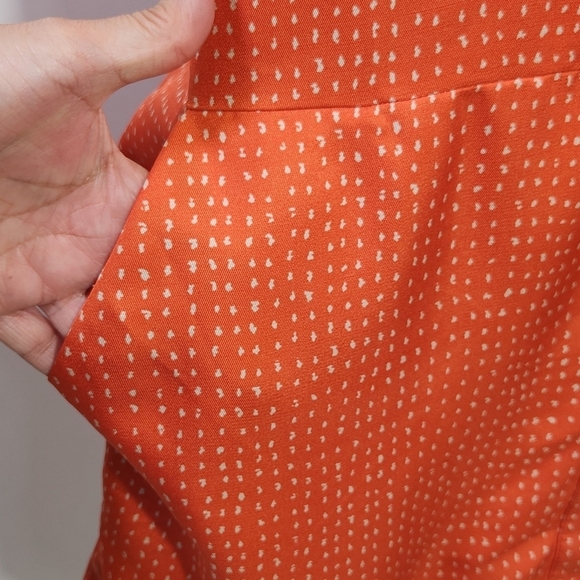 Fossil Women's 100% Silk Orange Ditzy Print Button Down Pockets Shift Dress SZ 4 - Picture 7 of 14